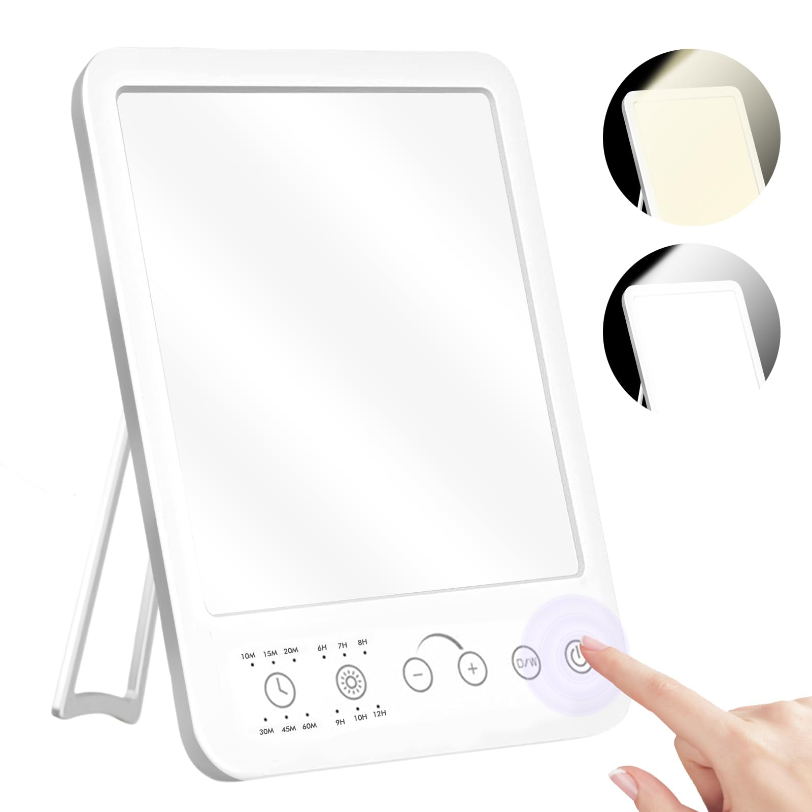 HOSPAOP Lámpara de Luz Diurna 10000 Lux LED Terapia de Luz sin UV con Regulador de Intensidad, Lámpara de Fototerapia de Espectro Completo con Temporizador y Memoria