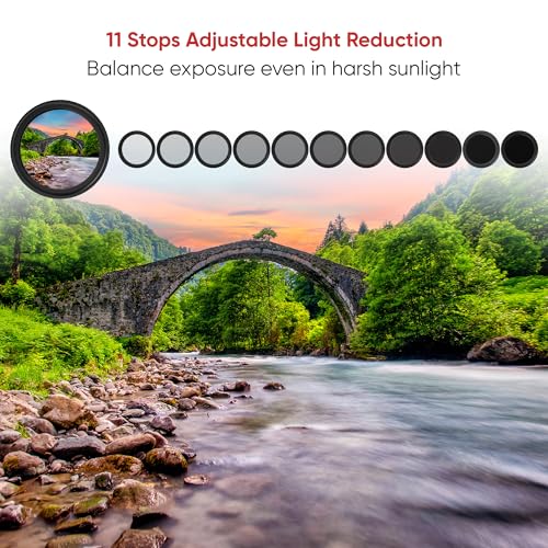 Image of Kodak 49mm Camera Lens VND Filter Pro Series|11 Stops for ND2-ND2000|16 Layer Coating for DSLR Camera Lens Protection from UV Rays, Dust & Scratches|Variable Neutral Density|Black