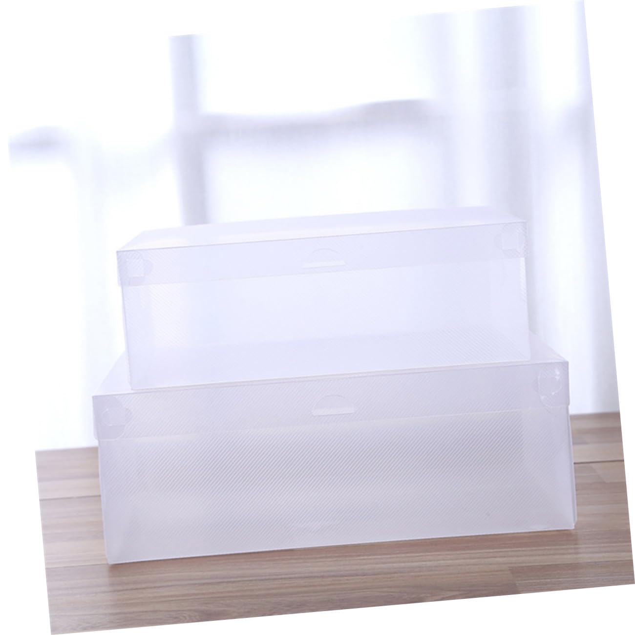 Set 6 Pezzi Scatole Porta Scarpe Trasparenti Coperchio Bianco in PP 33X20X12 CM Organizer per Scarpe Impilabile per Casa e Scaffale