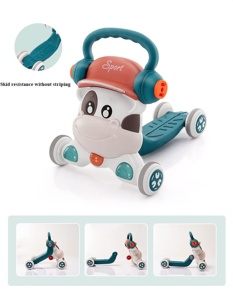 Image of BabyTeddy Patented 5 in 1 Activity Baby Walker Push Walker Scooter Bike Anti-o Shaped Leg Anti-Fall Music Box Baby (Blue-Orange)