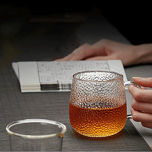 Set de 2 vasos de vidrio martillado con tapa 14 oz miniatura 7