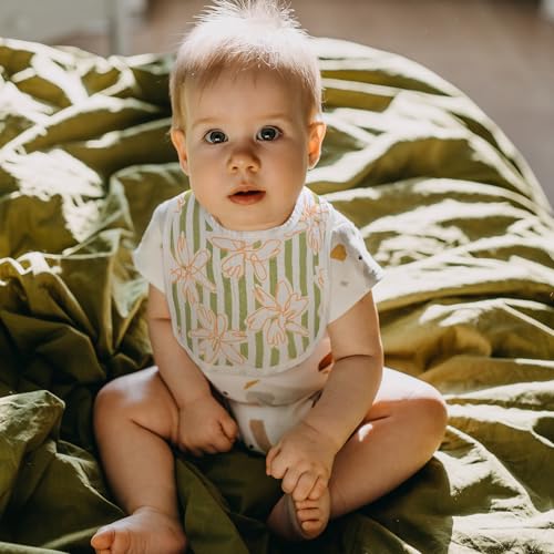 Image of Muslin Bibs for Baby Boy Girl, Adjustable Fit for Drooling and Teething | 8Pk, 100% Cotton Surface & Multi-Layer Absorbent Core, Shrink-resistant & Fade-Proof, Gentle on Sensitive Newborn skin