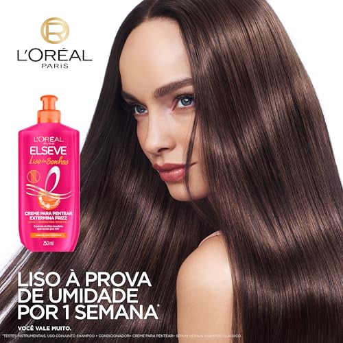 L'Oréal Paris Elseve Liso dos Sonhos Creme para Pentear, com Queratina Vegetal e AHA, Frizz Controlado por 72h, Proteção Térmica até 230°C e Alinhamento Capilar, 250ml L'Oréal Paris Elseve Liso dos Sonhos Creme para Pentear, com Queratina Vegetal e AHA, Frizz Controlado por 72h, Proteção Térmica até 230°C e Alinhamento Capilar, 250ml - Imagem 2