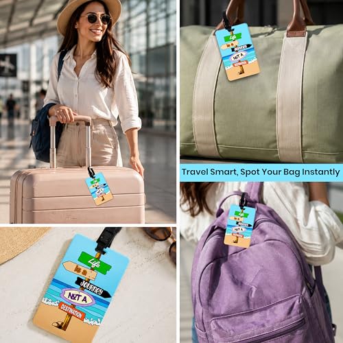 Image of Storite Pack of 2 Luggage Tags with Black Silicon Strap (Blue)