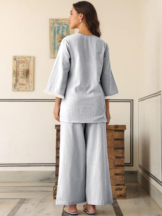 Image of GRECIILOOKS Co-ord Set For Women Stylish | Kurti Set For Woman | Short Kurti For Woman | Oversized Loose-Fitting Kaftan-style Kurtis | Summer Stylish Ethnic Co-Ord Set Travel Outfits
