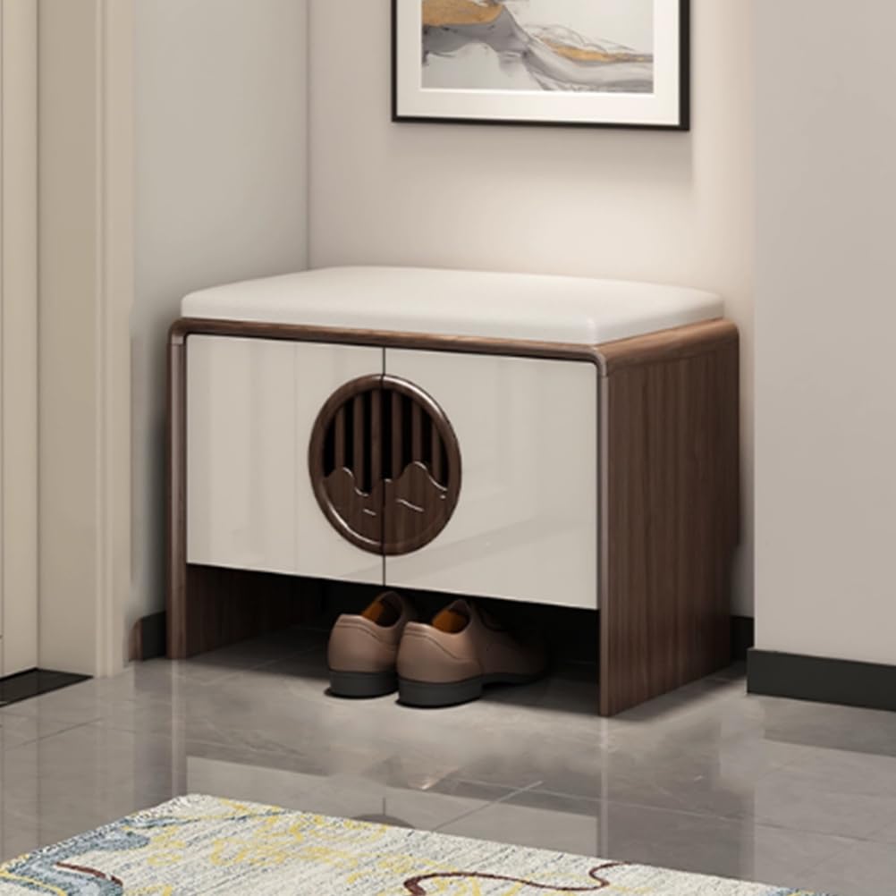 LWJSOCP Shoe Storage Bench with DoorsSmall Shoe Rack Cabinet with Padded SeatEntryway Shoes Rack StoolShoes Storage nizer for Living Room Bedroomwalnut60cm
