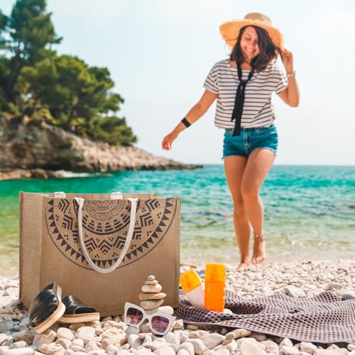 Image of Trifabricy Beach Bag, Large Beach Bag for Women, Woven Straw Beach Tote Bag Waterproof, Weaving Swim Gym Shopping Travel Bag