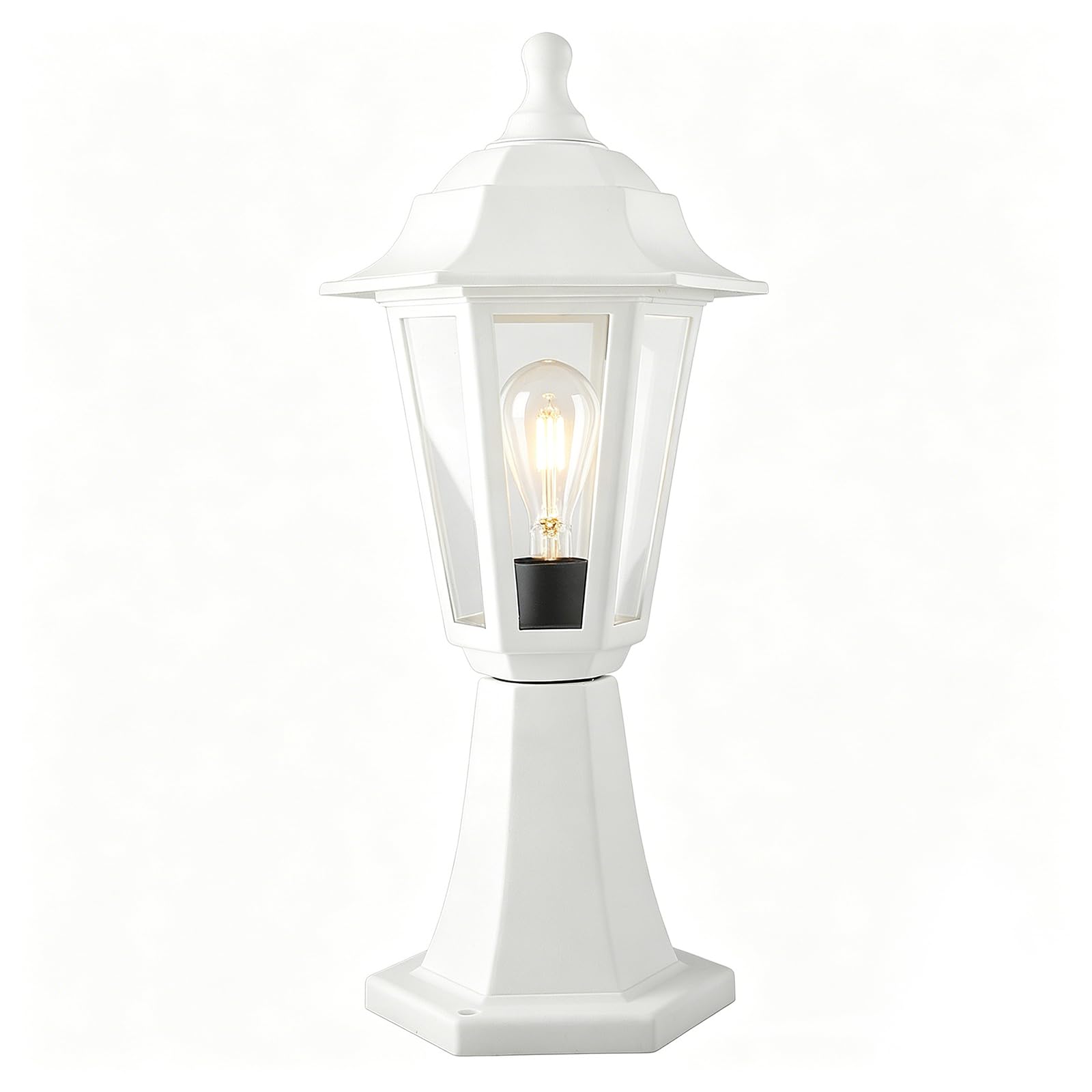 olvaxey Plastic Outdoor Garden Light with Glass Diffuser - AC Powered Wall Light for Exterior,IP44(Excluded Bulb) (White, 1 Pack)