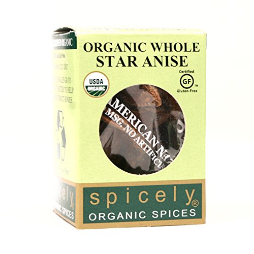 Spicely Organic Anise Star Whole 0.10 Ounce ecoBox Certified Gluten Free