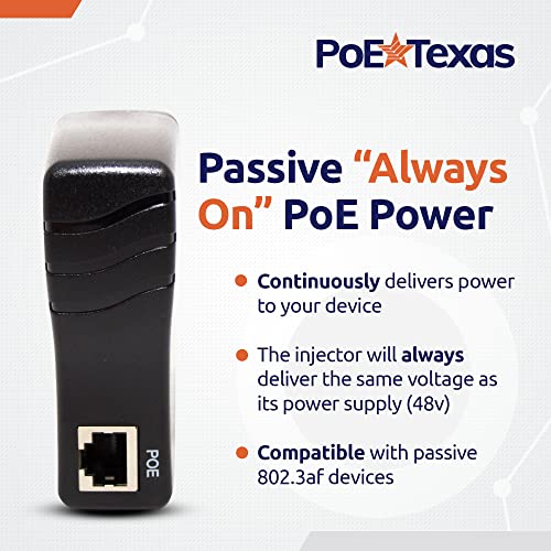 Poe Texas PoE Injector - Single Port Power Over Ethernet Passive PoE Adapter (UL Rated PoE Integrated Power) - Thumbnail 6