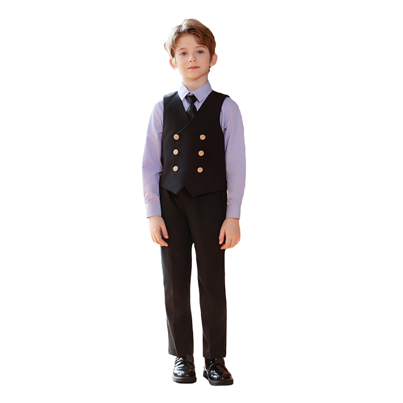 Generisch Novedades 2027 traje de niño uniforme escolar elegante chaleco pantalones hombre conjunto para tiempo libre escuela diario cuatro estaciones look completo con camisa de corbata