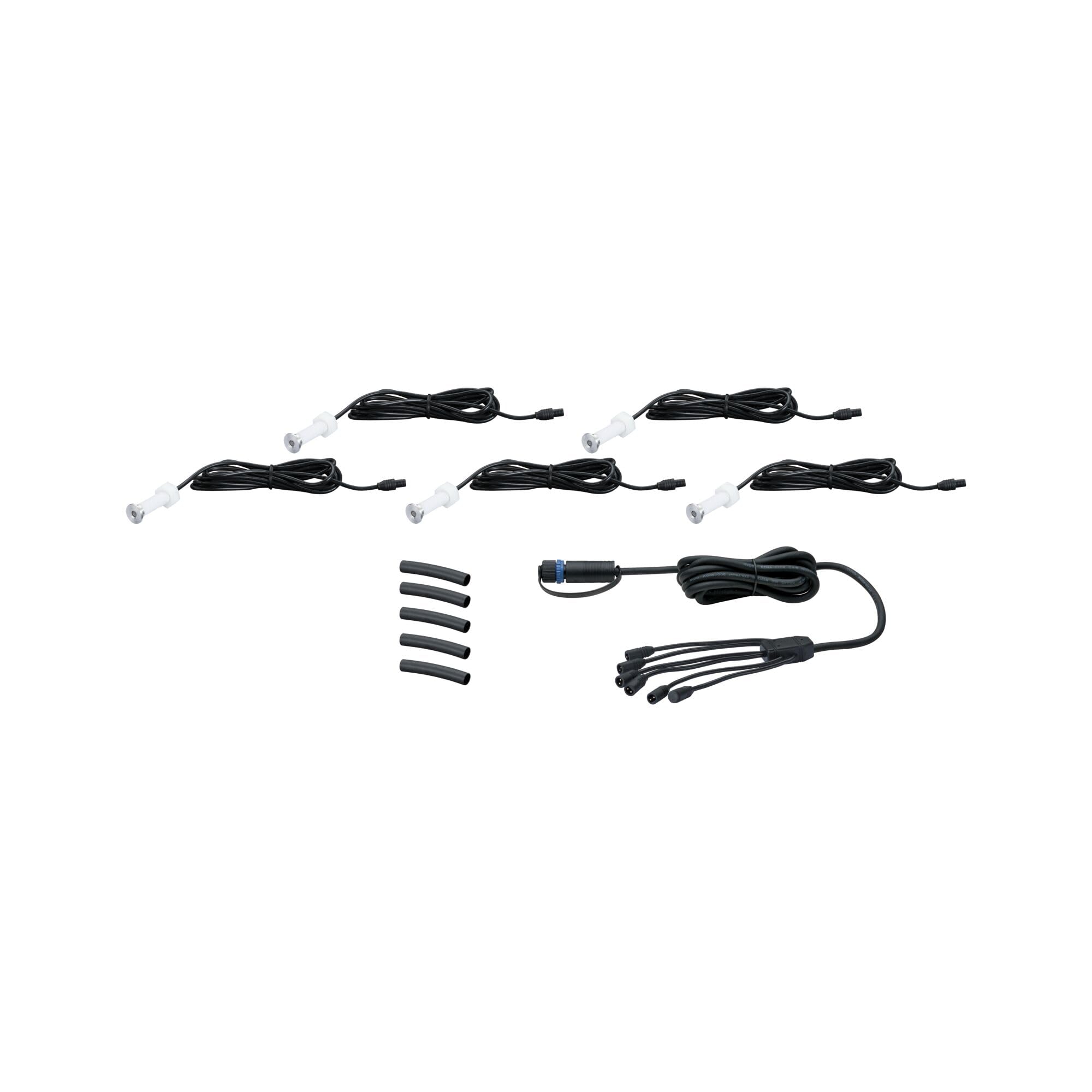 Paulmann 93694 Outdoor Plug&Shine Kit encastrés extérieur MicroPen II, 5x0,22W, IP67, 3000K, Acier inoxydable