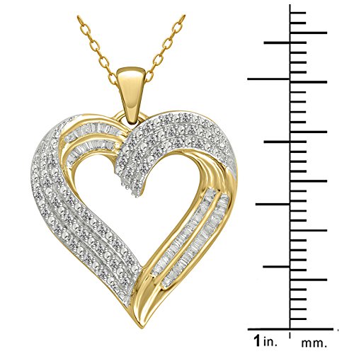 14k Yellow Gold Over Silver 1/2ct TDW Diamond Heart Pendant (I-J, I2-I3)2