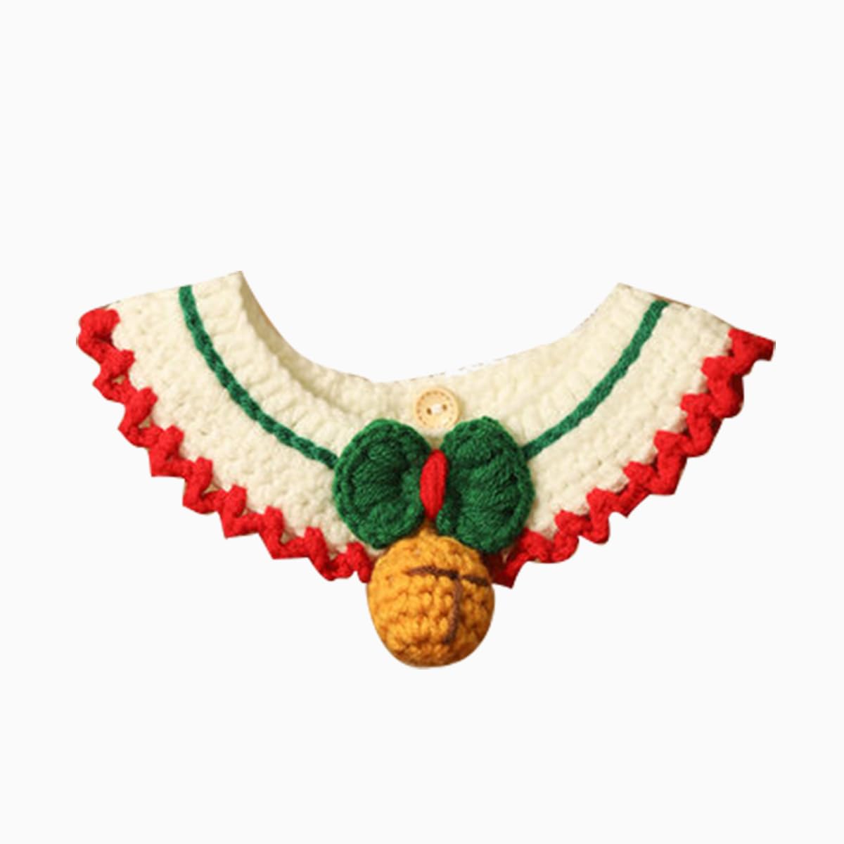 MismxcCat Christmas Scarf Outfit, Cat Santa Collar Woolen Knitting Collar Bow Tie, for Cats Kittens