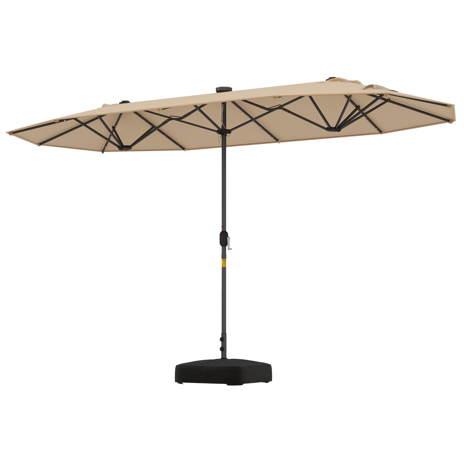 KOMFOTTEU Ombrellone da Giardino Doppio 4 x 2 m con LED, Ombrellone Rettangolare con Manovella e Base, Ombrellone da Balcone Grande Impermeabile, Ombrellone da Patio per Piscina, Cortile