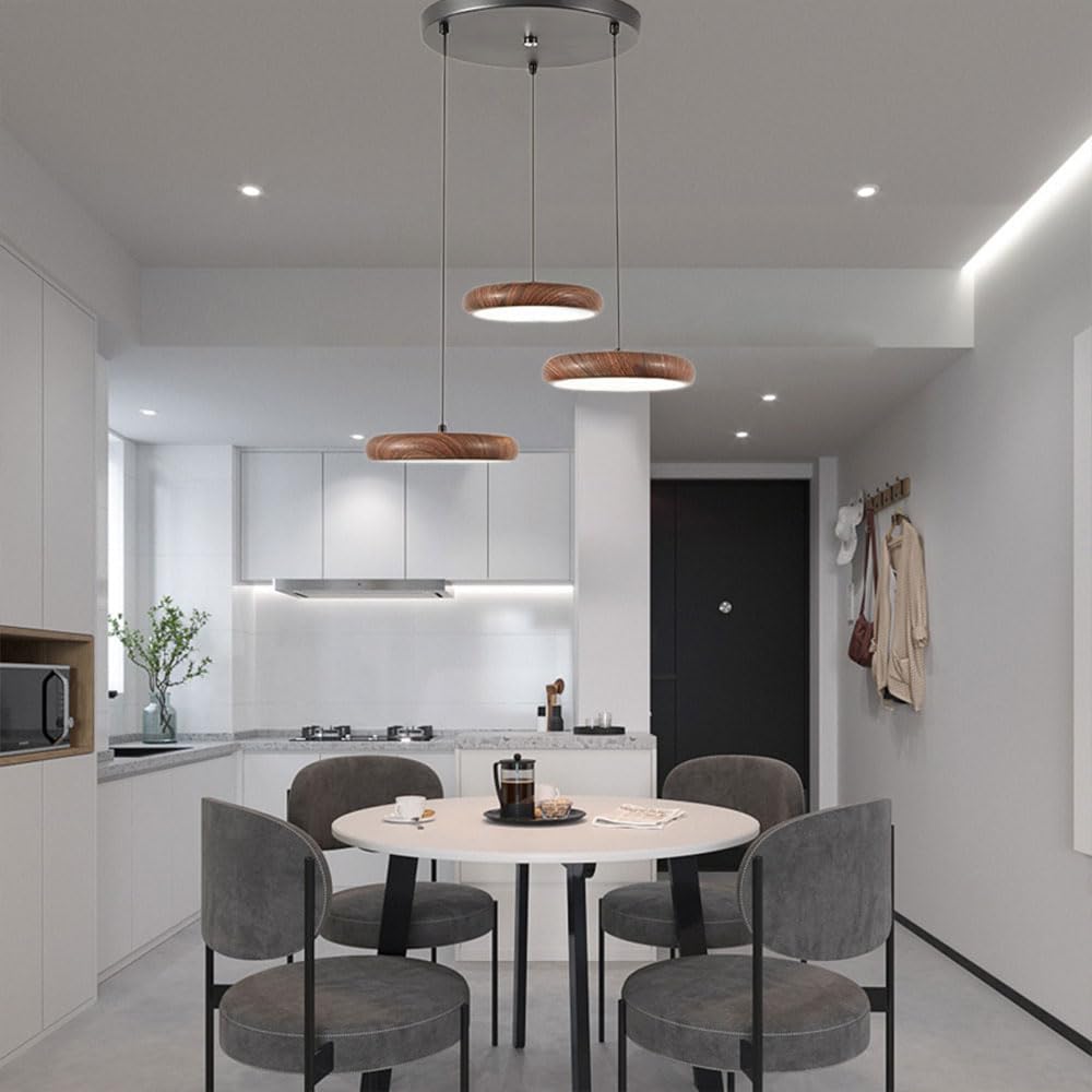 3-punktowe lampy wiszące Oświetlenie wiszące LED do wyspy kuchennej, przyciemniany żyrandol Lampa sufitowa Nowoczesne oprawy oświetleniowe do jadalni Nad stołem Okrągłe lampy wiszące LWX