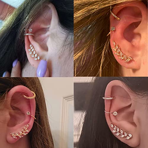 3 Pcs Ear Cuff Earrings For Women Ear Cuff Non Piercing Earrings Leaf Ear Cuff Sparkling Circle Ear Clip Gifts For Daughter Fake Earrings For Girls Birthday Valentine's Day Gifts(3Pcs) #TOP3