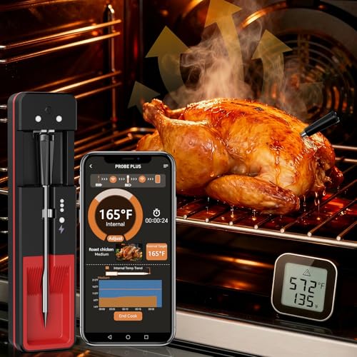 Oven Wireless Meat Thermometer: Smart 572℉ Oven-Safe Stainless St...