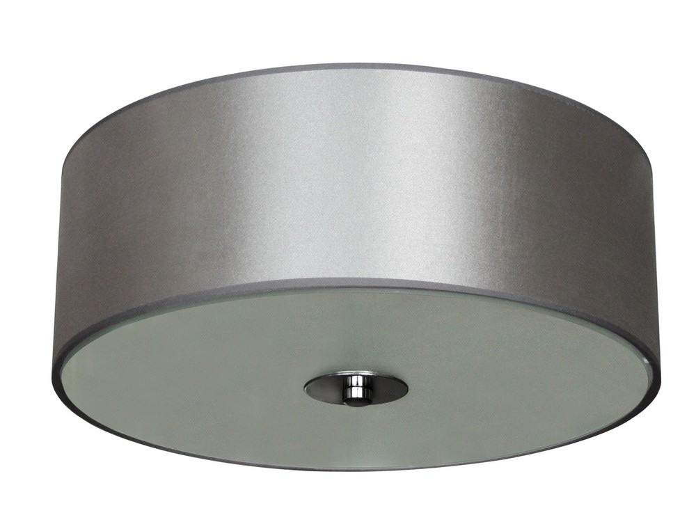 Whitfield LightingFM1405-GRYCH Modena - Two Light Flush Mount, Chrome Finish with Grey Fabric Shade