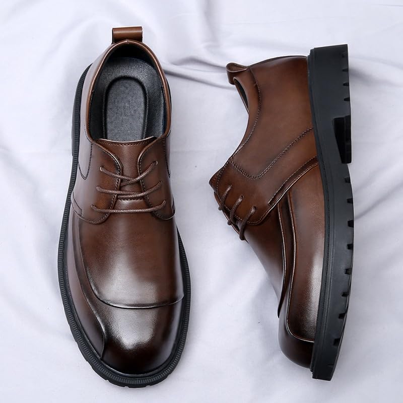 Men's Classic Oxford Dress Shoes Leather Lace-Up Lightweight Casual Walking Comfortable Round-Toe Shoes2