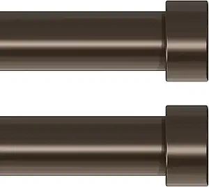 2 Pack Curtain Rods for Windows 28 to 48 Inch(1.5-5 Feet), Bronze 1'' Diameter Drapery Rods with End Cap Style Design,Modern Adjustable Heavy Duty Curtain Rod,Size:30''-60''
