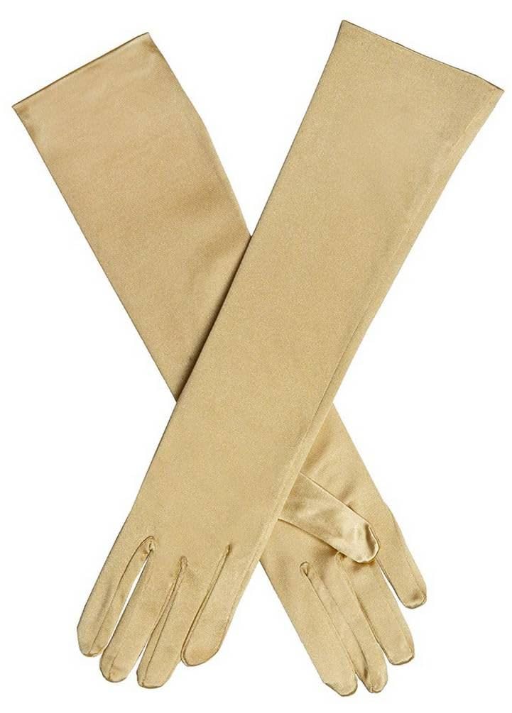 Dents Women's Gold Melissa Long Below Elbow Satin Gloves