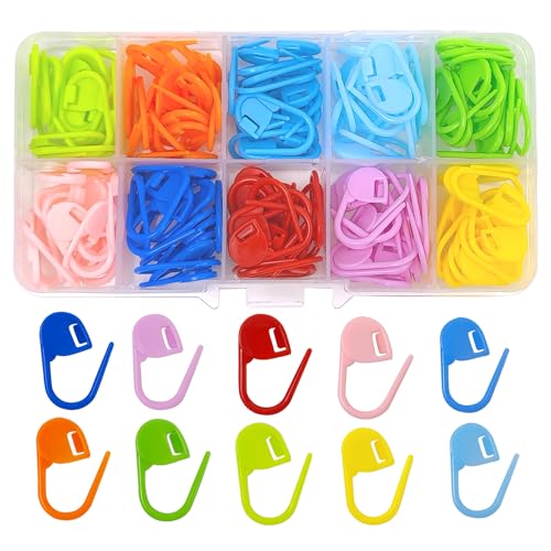 HFZRZFH 150 PCS Locking Stitch Markers for Knitting, Colorful Plastic...