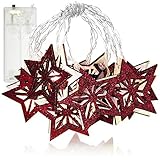 WEIHNACHTLICHE ATMOSPHÄRE: Die smarte LED Lichterkette mit roten Sternen sorgt mit angenehmem, warmweißem Licht für eine gemütliche Atmosphäre an Weihnachten!