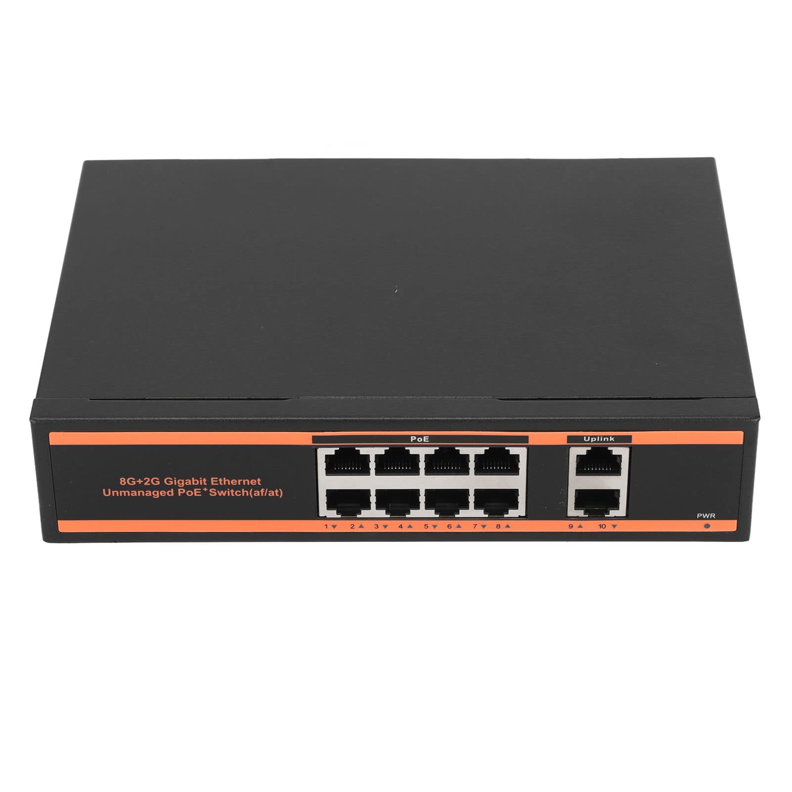 Commutateur Poe Gigabit 10 Ports, Prend en Charge la Détection Automatique des Appareils, 8 Ports Poe 1000M et 2 Ports de Liaison Montante 1000M, Distance de Transmission de 250M pour la Connexion