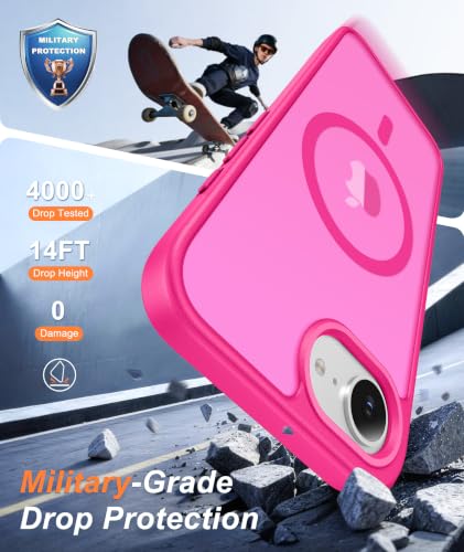 Image of FNTCASE for iPhone 17e Case Hot Pink: Translucent iPhone 16e Cases Compatible with MagSafe, Camera Protection & Tempered Glass Protector, 14FT Military Grade Drop Tested, Matte Skin-Friendly Cover