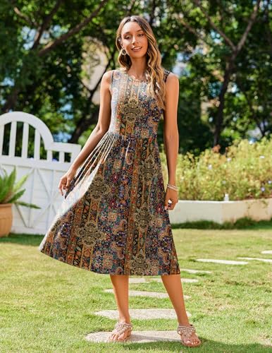 Image of Zeagoo Women's Summer Tank Midi Dress with Pockets Floral Sleeveless A-Line Casual Loose T-Shirt Dresses Beach Sundress 2026
