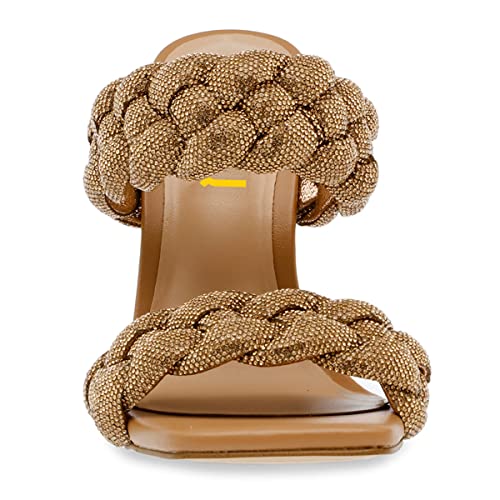 FSJ Women Sexy Two Strappy Weave Square Open Toe Stiletto High Heel Mules Slip On Summer Party Dress Slide Sandal Shoes Size 4-15 US3