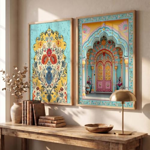 Image of kotart - Indian Wall Art Home Decor Frames Framed Wall Painting for Home Room Bedroom Office Decor Paintings For Decoration Pichwai Art Painting Decoration Poster With frames Traditional Indian Madhubani Paintings Living Room set of 2 (2, (35x37 Inch), Framed)