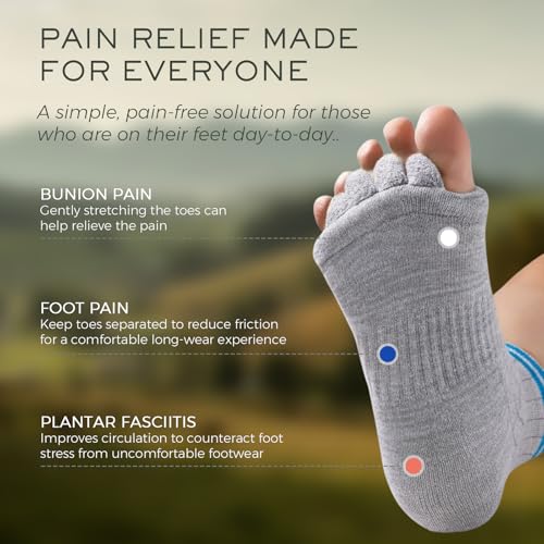 Image of Toe Separator Socks,Foot Alignment Sock for Health Care, Pain Relief, Bunion Corrector, Breathable Toe Socks