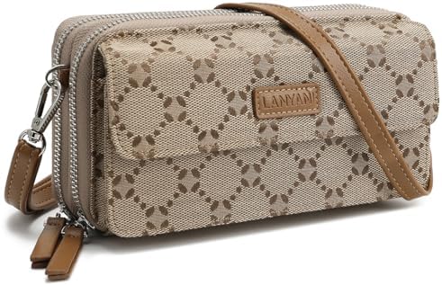 Lanyani RFID Crossbody Wallet Wristlet Purse with Phone Pocket Fo...
