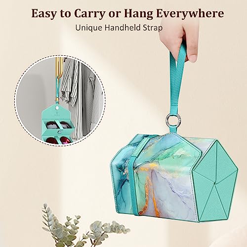 Image of Fintie Sunglasses Organizer Travel Case, 5 Slot Foldable Eyeglasses Holder Box Eyewear Storage, Emerald Marble