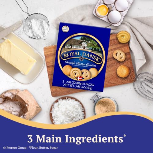 Image of Royal Dansk Danish Butter Cookies, Premium Assorted Cookies, Great for Sharing and Gifting, 2 Packs, 5.64 oz