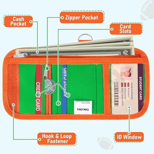 Image of WAWSAM Football Kids Wallet for Boys, Trifold Boys Wallet for Kids Age 4-18