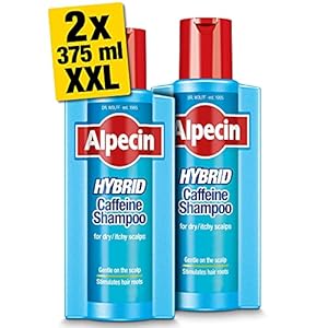 Alpecin Hybrid Shampoo 2x 375ml | Natuurlijke haargroei shampoo voor gevoelige en droge hoofdhuid | Energizer voor sterk haar | Haarverzorging voor mannen | Made in Germany