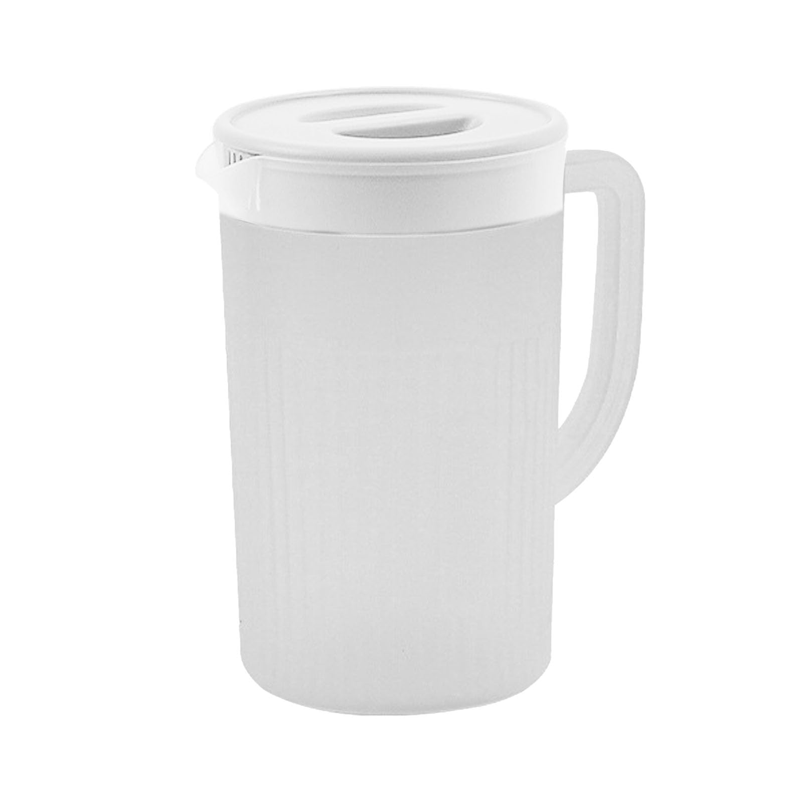 SIXRUN Jarra de Plástico con Tapa Jarra de Agua Fría de PP de Jugo Resistente Al Calor de 2,7 L con Puerto de Filtro para Refrigerador Té Agua Café en Casa Oficina Comedor (WHITE)