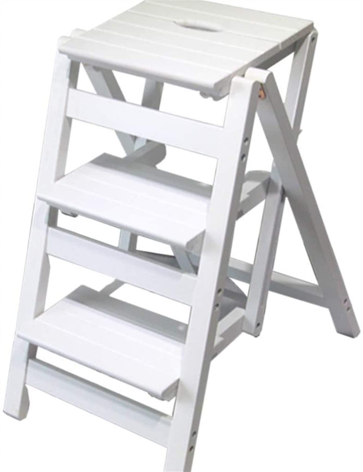 Escabeau pliant 3 marches en bois pour cuisine et maison