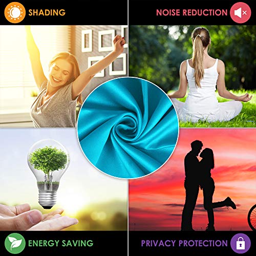 Image of Story@Home Room Darkening Faux Silk Noise Reducing Thermal Insulated Eyelet Ring Top Blackout Curtains Set of 2 Piece with Tie Backs - (5 Feet - Window) 46 Inch x 60 Inch, Ocean Blue