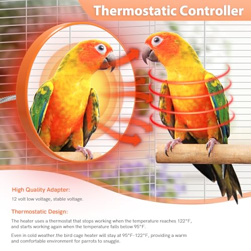 Image of Bird Cage Heater for Parakeets, Indoor Heated Pad 18W Birds Heater with Thermostatically Controlled, Bird Warmer for Parakeets, Parrots, Exotic Pet Birds