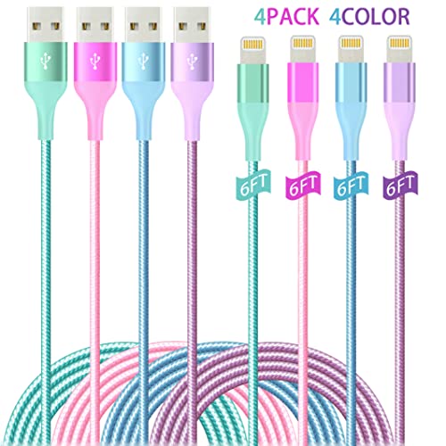iPhone Charger 6ft 4Pack Lightning Cable,Apple Certified Braided Cord - image 6