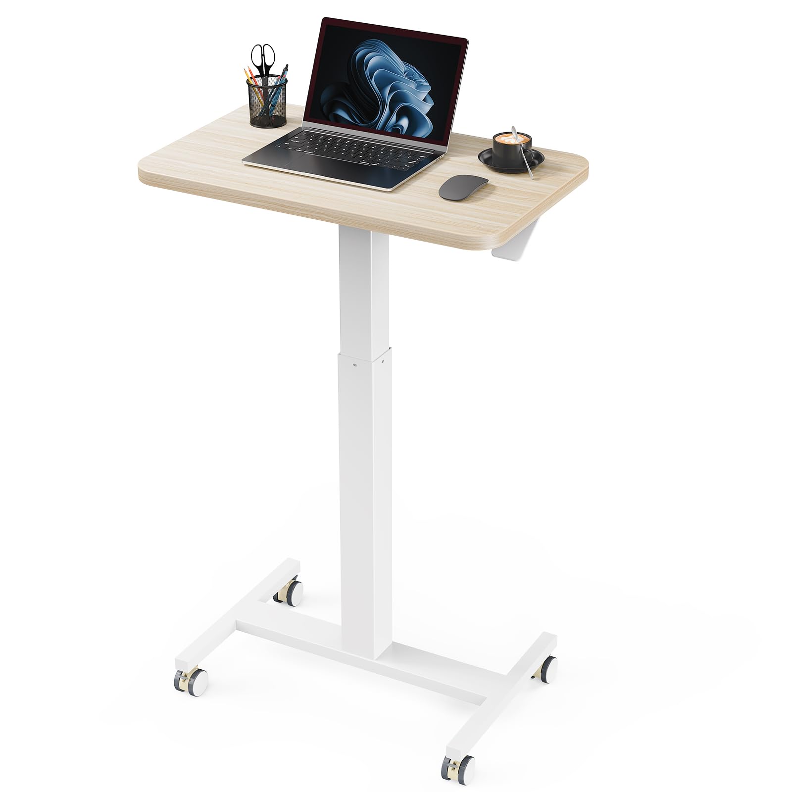 Marsail Mobile Standing Desk Wider Height Adjustable Computer Desk Rolling Sit Stand Desk with 4 Lockable Wheels Ergonomic