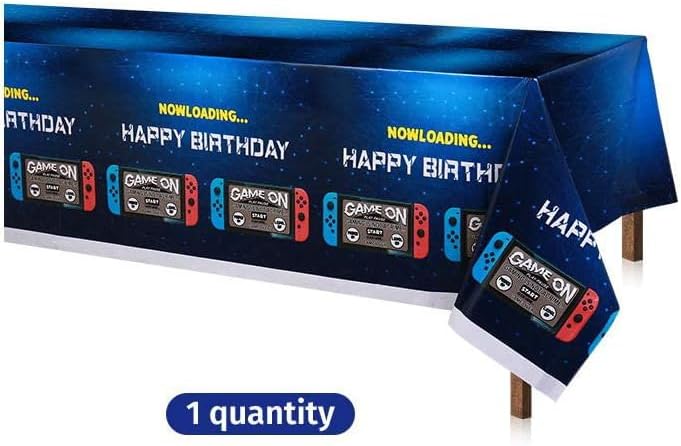 Miniatura 4 de Kit de vajilla de 162CT para fiesta de videojuegos, color azul, sirve para 20 invitados, incluye pancarta de feliz cumpleaños, platos, vasos,