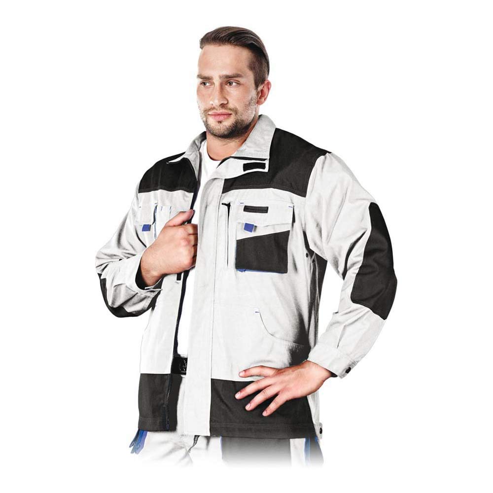 Leber & Hollman Herren Schutzjacke LH-FMN-J, 65% Baumwolle, 35% Polyester, 270 g/m2, Hochkragen, Reißverschluss und Klettverschlüsse, verlängerte Rückenpartie, Lüftung