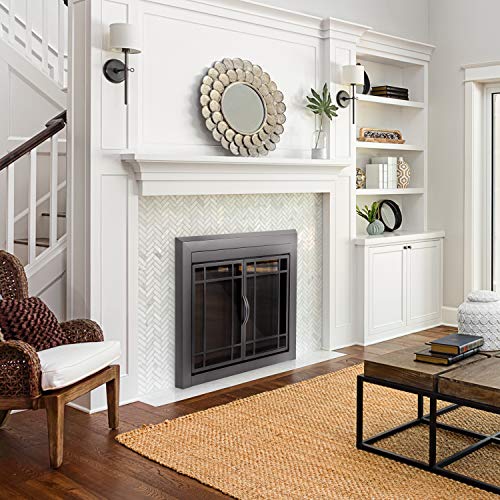 Pleasant Hearth Edinburgh Glass Firescreen Gunmetal - Large #TOP7