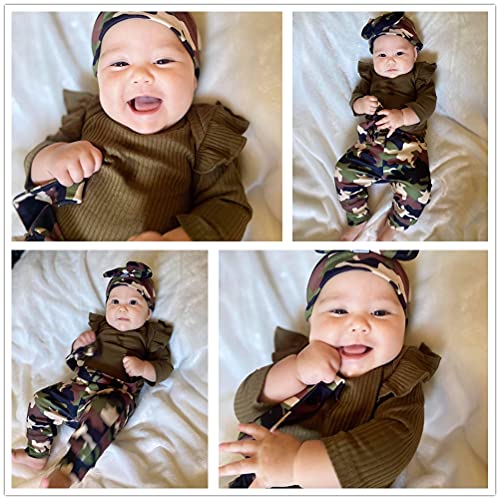 Image of Aalizzwell Preemie Newborn Infant Baby Girls Clothes Ribbed Romper Bodysuit Pants Set Fall Winter Outfits