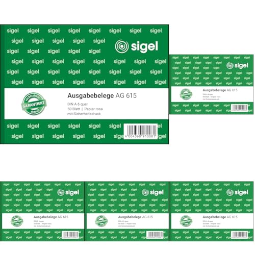 SIGEL AG615 Ausgabebeleg A6 quer, 50 Blatt, 1 Stück, aus nachhaltigem Papier (Packung mit 5)